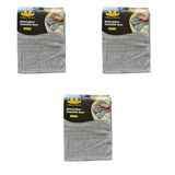 Miss Clean Mikrofiber Kareli Yüzey Cam Temizlik Bezi 50X70 Cm Süper Emici - 320 Gr. - Gri - 3 Adet