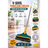 Miss Clean V-şekil Temizleme Fırçası Zemin Fırçalayın Sihirli Süpürge Uzun Sap Ve Çekçek Ile Çift Fırçalı