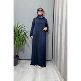 Miss Dalida Cupro Ipek Elbise Lacivert T26K-4015