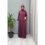 Miss Dalida Cupro Ipek Elbise Plum T26K-4015 - Mürdüm