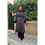 Miss Dalida Kürklü Triko Astarlı Trençkot Siyah T25K-8005 - 1