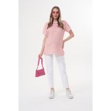 Miss Dünya Lissa Bisiklet Yaka Kısa Kol Çizgili Hamile ve Lohusa T-shirt
