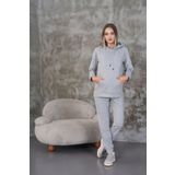 Miss Dünya Lissa Gri Melanj Hamile Ve Lohusa Kapüşonlu Sweatshirt Eşofman Takım