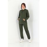 Miss Dünya Lissa Haki Hamile Ve Lohusa Kapüşonlu Sweatshirt Eşofman Takımı