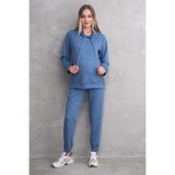 Miss Dünya Lissa İndigo Hamile Ve Lohusa Kapüşonlu Sweatshirt Eşofman Takım