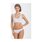 Miss Fit Desteksiz Kapsız Crop Top Tarzı Kalın Askılı Sporcu Sütyen 1502 (BEYAZ, S-M)