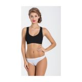 Miss Fit Desteksiz Kapsız Crop Top Tarzı Kalın Askılı Sporcu Sütyen 1502 (SİYAH, S-M)