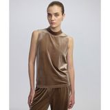 Miss İpekyol Yüksek Yaka Kadife Bluz IW6250006033014 - 38 - Vizon