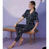 Miss Klein Kadın Büyük Beden Gömlek Yaka Pamuklu Likralı Kısa Kol Pijama Takımı 1130 - 1 Adet Xl Lacivert