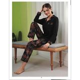 Miss Klein Kadın Büyük Beden Gömlek Yaka Pamuklu Likralı Kısa Kol Pijama Takımı 1136 - 1 Adet - Siyah - XL