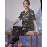 Miss Klein Kadın Büyük Beden Gömlek Yaka Pamuklu Likralı Kısa Kol Pijama Takımı 1138 - 1 Adet Siyah 3Xl