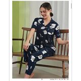 Miss Klein Kadın Gömlek Yaka Pamuklu Likralı Kısa Kol Pijama Takımı 1131 - 1 Adet L Lacivert