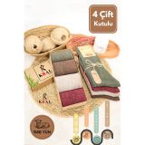 Miss Lana Ladies Socks Kışlık 4 Çift Lambswool Kadınlar Için Termal Kutulu Dikişsiz Yün Çorap ASORTİ