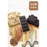 Miss Lana Ladies Socks Kışlık 5 Çift Lambswool Kadınlar Için Termal Kutulu Dikişsiz Yün Çorap Siyah