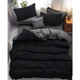 Miss Linda Home Collection İBÇN10 % 100 Pamuklu Çift Taraflı Çift Kişilik Nevresim Takımı - Gri - Siyah - 200 x 230 cm