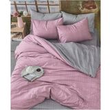 Miss Linda Home Collection NÇ1129 Miss Linda Home Pamuklu Çift Kişilik Çift Taraflı Nevresim Takımı - Gri - Pudra - 200 x 230 cm