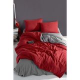 Miss Linda Home Collection Nç8 Miss Linda Home Pamuklu Çift Taraflı Çift Kişilik Nevresim Takımı - Kırmızı - Gri - 200 x 230 cm