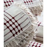Miss Linda Home Collection Pamuklu Dört Tarak Krem Buldan Işi Koltuk Örtüsü 180*180 - 180 x 180 cm - Kırmızı