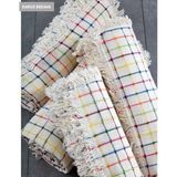 Miss Linda Home Collection Pamuklu Kareli Kahve Buldan Işi Koltuk Örtüsü - 180 x 220 cm - Renkli