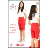 Miss Maral Biker Şort Kırmızı Yüksek Bel Iç Göstermez Esnek Yumuşak Likralı Soft Biker Basics HB4070 - 13 - 14 Yaş