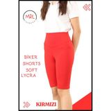Miss Maral Biker Şort Kırmızı Yüksek Bel Iç Göstermez Esnek Yumuşak Likralı Soft Biker Basics HB4070 - 7 - 8 Yaş
