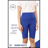 Miss Maral Biker Şort Yüksek Bel Iç Göstermez Esnek Yumuşak Likralı Soft Biker Basics Saks Mavi HB4070 - 11 - 12 Yaş