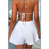 Miss Maral Kadın Beyaz Deniz Havuz Şortu Etek Görünümlü Yırtmaçlı Şık Model Summer Beach Short HB11100 - 2XL