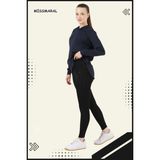 Miss Maral Kadın Eşofman Takım Lacivert /siyah Spor Tunik & Toparlayıcı Tayt Dalgıç Kumaş Sports And Casual 13060 - XL
