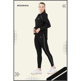 Miss Maral Kadın Eşofman Takım Siyah/beyaz Spor Tunik & Toparlayıcı Tayt Dalgıç Kumaş Sports And Casual 13060 - XL
