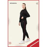 Miss Maral Kadın Eşofman Takım Siyah/kırmızı Spor Tunik & Toparlayıcı Tayt Dalgıç Kumaş Sports And Casual 13060 - 2XL