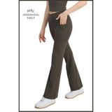 Miss Maral Kadın Haki Rengi Ispanyol Paça Tayt Yüksek Bel Toparlayıcı Çift Cepli Bootcut HB11053 - 3XL