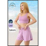 Miss Maral Kadın Şortlu Mayo Spor Takım Lila Leylak – 2 Katmanlı, Havuz & Deniz Kenarı Kullanımına Uygun TK3108 - XL