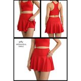 Miss Maral Kırmızı Etek Içi Sabit Şortlu Yüksek Bel Skirt With Shorts Casual+Beachwear+Tennis 1101
