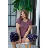 Miss Meryem Gül Kurusu Ring Viskon Kısa Kol Büyük Beden Kapri Pijama Takım