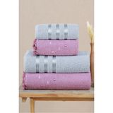 Miss Paris Home Lüks Pamuklu Kalpli Ponponlu Banyo Havlusu Seti Hamam Takımı - Açık Mavi - 70 x 140 cm - 50 x 90 cm