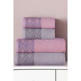 Miss Paris Home Zenra 4'lü Banyo Havlu Seti Hamam Takımı Pamuk - Gri - Pudra - 70 x 140 cm - 50 x 90 cm