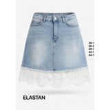 Miss Poem Kadın Açık Mavi Dantel Detaylı Mini Jean Etek - 44