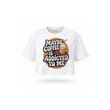Miss Poem Kadın Beyaz Coffee Baskılı Crop T-Shirt, M