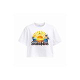 Miss Poem Kadın Beyaz Sunshine Baskılı Crop T-Shirt, M