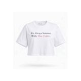 Miss Poem Kadın Beyaz Yazı Baskılı Crop T-Shirt, M