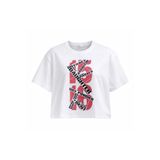 Miss Poem Kadın Beyaz Yazı Baskılı Crop T-Shirt, S Beden