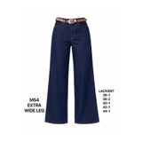 Miss Poem Kadın Extra Wide Leg Jean Pantolon, Kemer Detaylı, Lacivert, 34 Beden