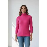 Miss Poem Kadın Fuşya Fitilli Balıkçı Yaka Slim Fit Triko Kazak - S - M
