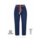 Miss Poem Kadın Lacivert Mom Fit Jean Pantolon, Fular Kemer Detaylı, Yüksek Bel, 44 Beden