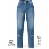 Miss Poem Kadın Mavi Yüksek Bel Taş Detaylı Mom Fit Jean Pantolon - 38