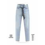 Miss Poem Kadın Mom Fit Jean Pantolon, Açık Mavi, Kemer Detaylı, Yüksek Bel, 36 Beden