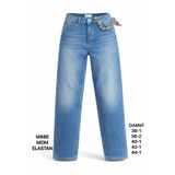 Miss Poem Kadın Mom Fit Jean Pantolon, Yüksek Bel, Zincir ve Fular Detaylı, Mavi, 38 Beden
