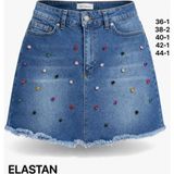 Miss Poem Kadın Orta Mavi Renkli Taş Detaylı Mini Jean Etek - 44
