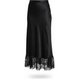 Miss Poem Kadın Siyah Dantel Detaylı Saten Midi Etek - 40