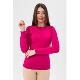 Miss Poem Kadın Uzun Kollu Bisiklet Yaka Basic Kışlık Fuşya Triko Kazak, M/L